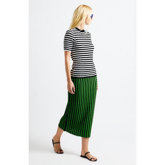 ZANKOV Capucine Straight Knit Midi Skirt in Peridot Black Multi S - Picture 1 of 4